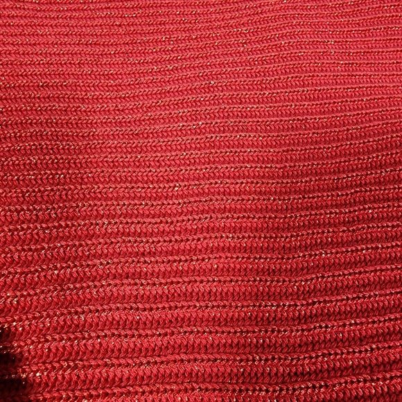 Lauren Ralph Lauren Sweater Womens Adult Medium Red Metallic Glitter Dolman - Picture 9 of 11